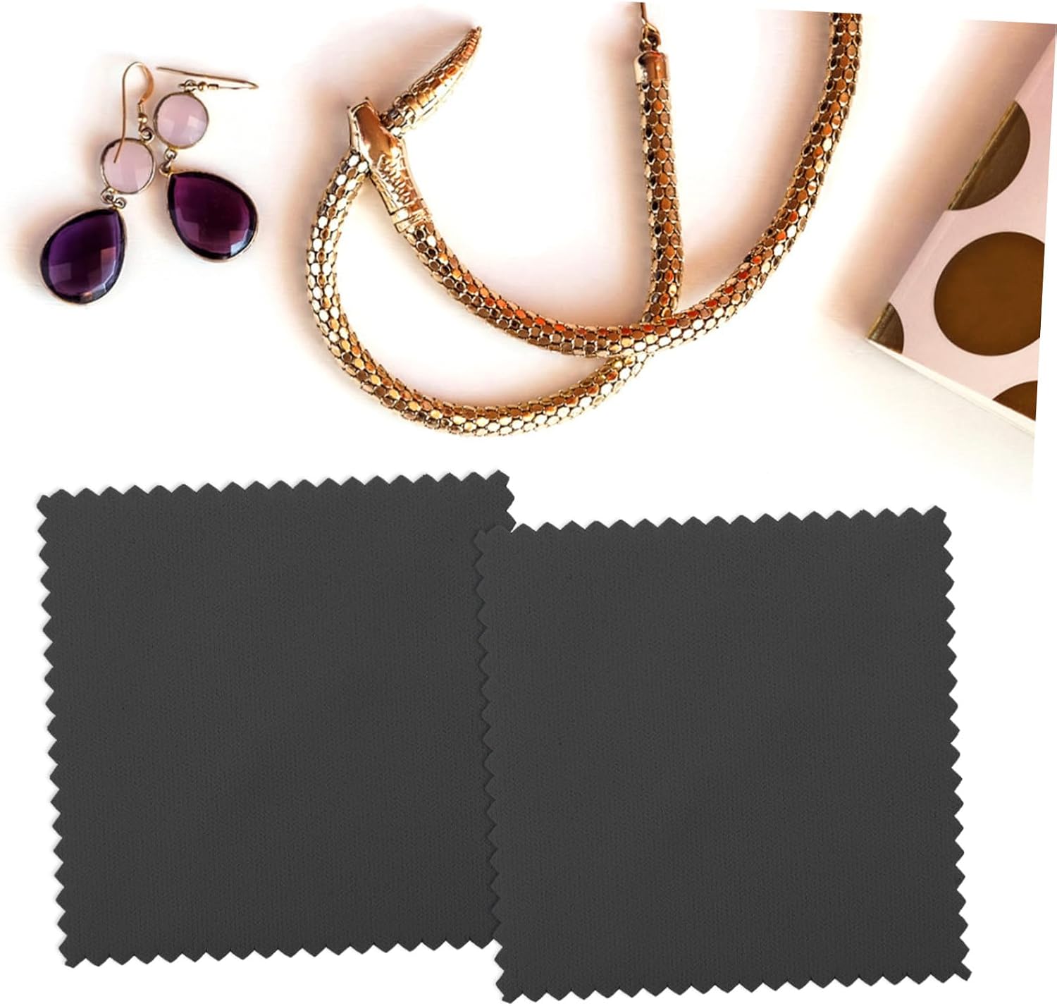 LIOOBO 50pcs Jewelry Cleaning Cloth 3 Inch Square Suede for Silverware