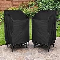 Vista 6 de Funda para silla apilable para patio, jardín, piscina, cubierta, impermeable, protector de muebles para 4-6 pilas de taburetes, 34 pulgadas de largo