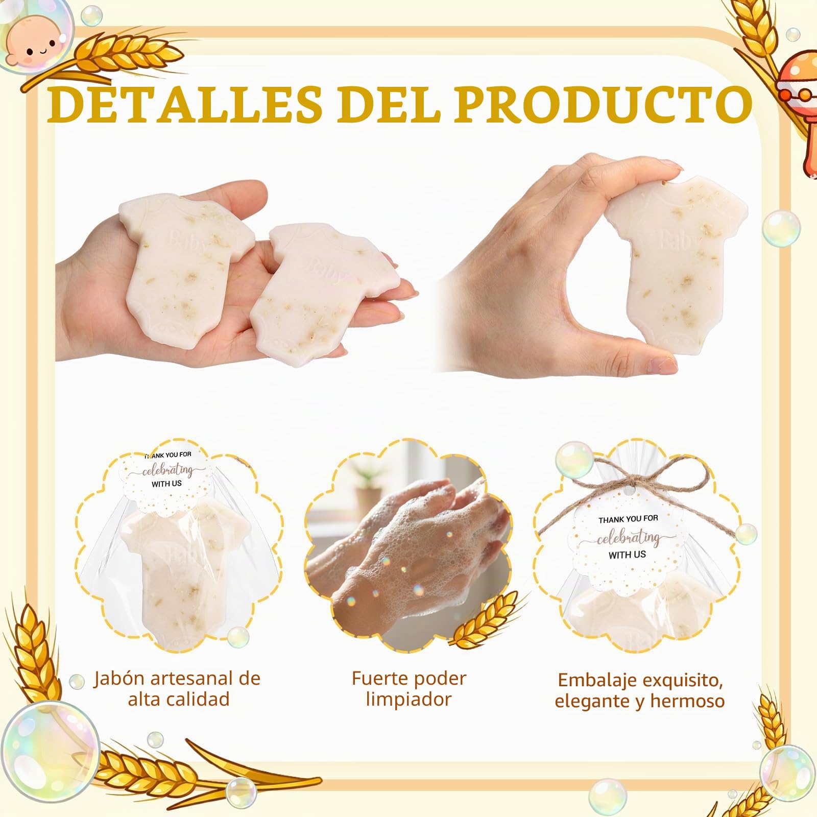 Leelosp 20 juegos de jabón para baby shower, regalos para invitados, mini jabones de ropa, regalo a granel, bonito jabón hecho a mano con etiquetas de agradecimiento y bolsas para juegos de baby
