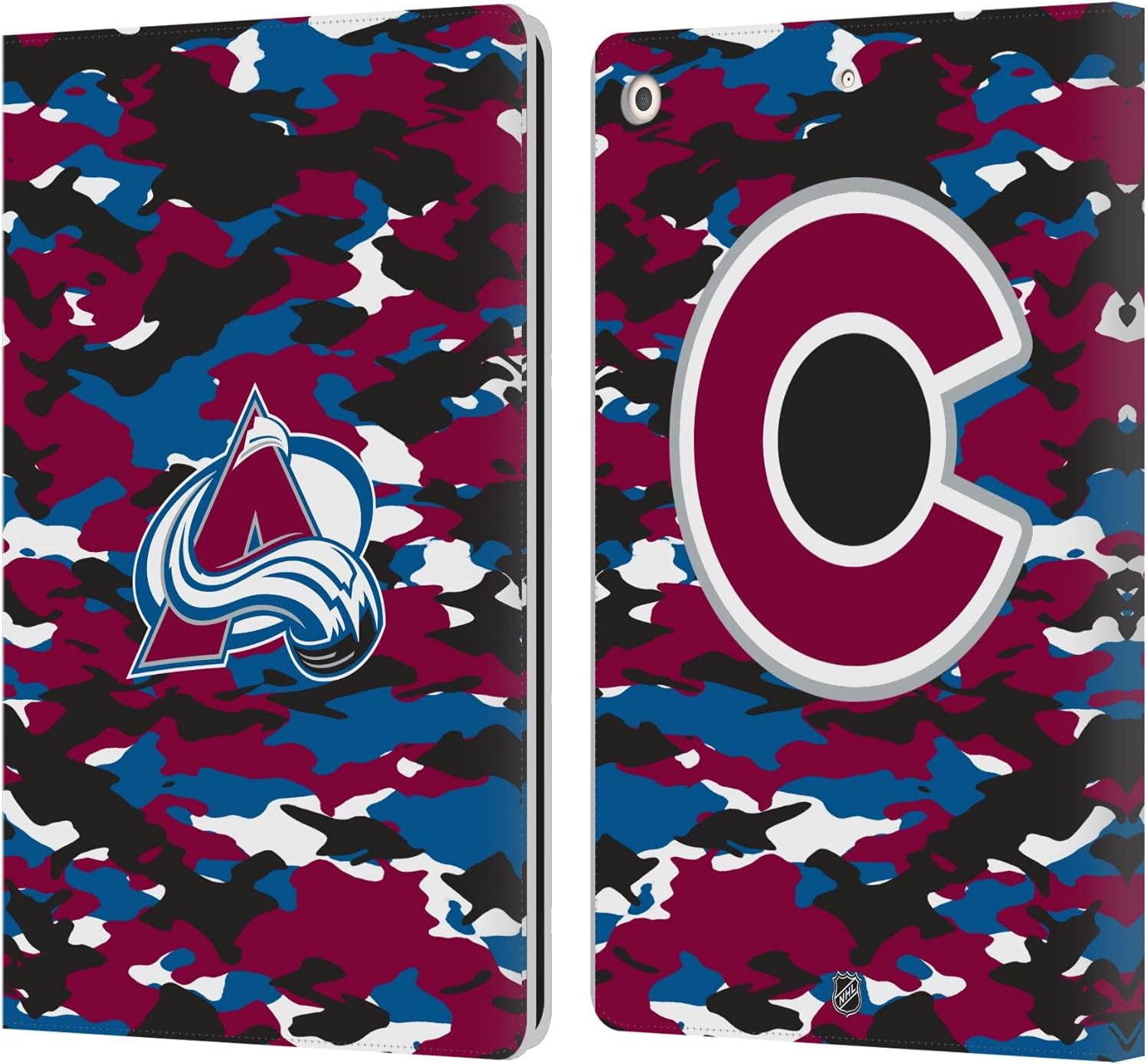 Head Case Designs Officially Licensed NHL Camouflage Colorado Avalanche Leather Wallet Case Compatible with Apple iPad 10.2 2019/2020/2021