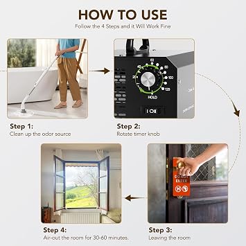 Ozone Generator, 30,000 mg/h Ozone Odor Eliminator for 300 m² Room, Industrial Air Purifier with Air & Water mode, Ozone Machine Home Ozone Deodorizer with Timer for Room, Farm, Hotel, Home, Office