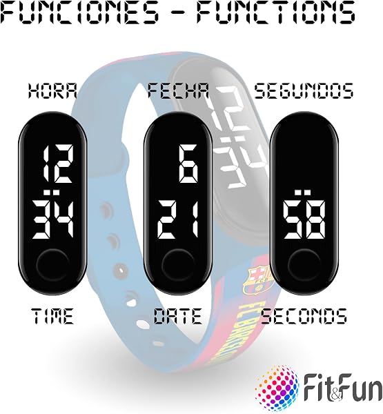 FIT & FUN Reloj Digital para Niño Niña con Correa Oficial FC Barcelona – Hora y Fecha – Funciona con Pilas - 5
