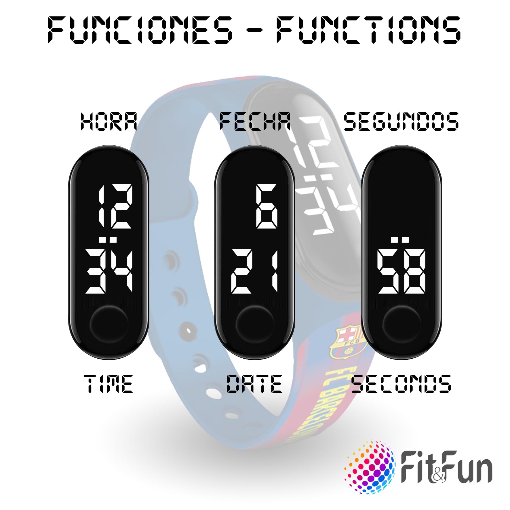 FIT & FUN Reloj Digital para Niño Niña con Correa Oficial FC Barcelona – Hora y Fecha – Funciona con Pilas — view 5