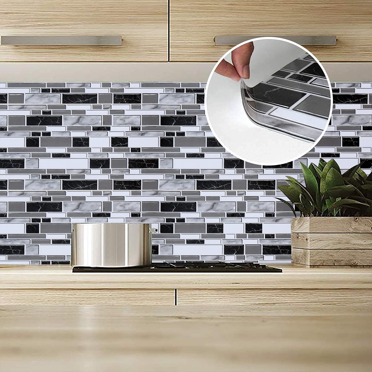 Buy Livebor Black and White Peel and Stick Backsplash Kitchen Wallpaper