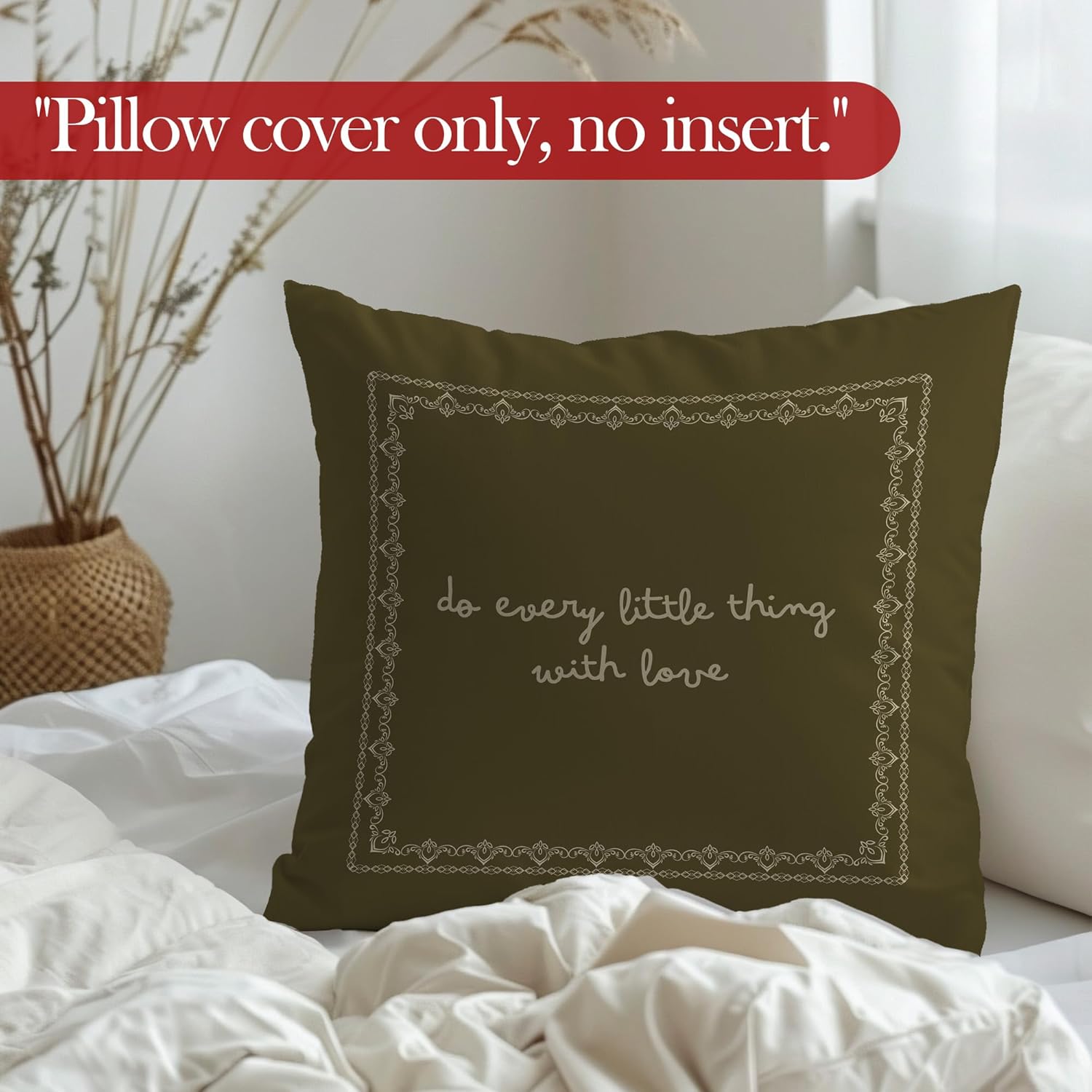 Motivational Throw Pillow Covers, Inspirational Gifts for Women, Do Every Little Things with Love Decorative Pillowcases Cushion Cases for Home Bedroom Living Room Decor, 18x18 Pillow Covers - Image 5