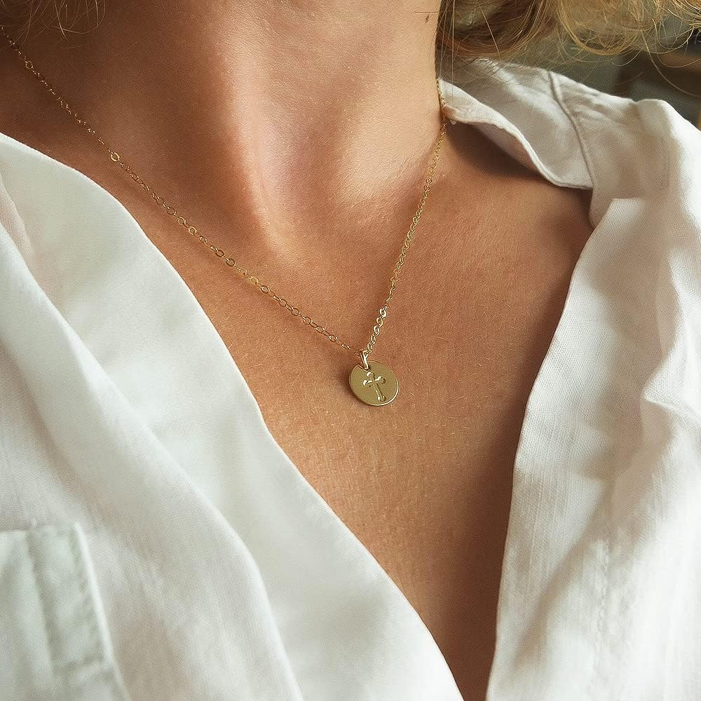 Dainty Cross Necklace for Women, 14K gold-filled Dainty Cross Pendant Necklace, Small Simple Faith Jewelry Gift for Her, Christian Gift