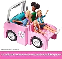 Vista 3 de Barbie Camper, juego de muñecas con 50 accesorios, se transforma en camión, barco y casa, incluye piscina, 3 en 1 Dream Camper (exclusivo de Yaxa)
