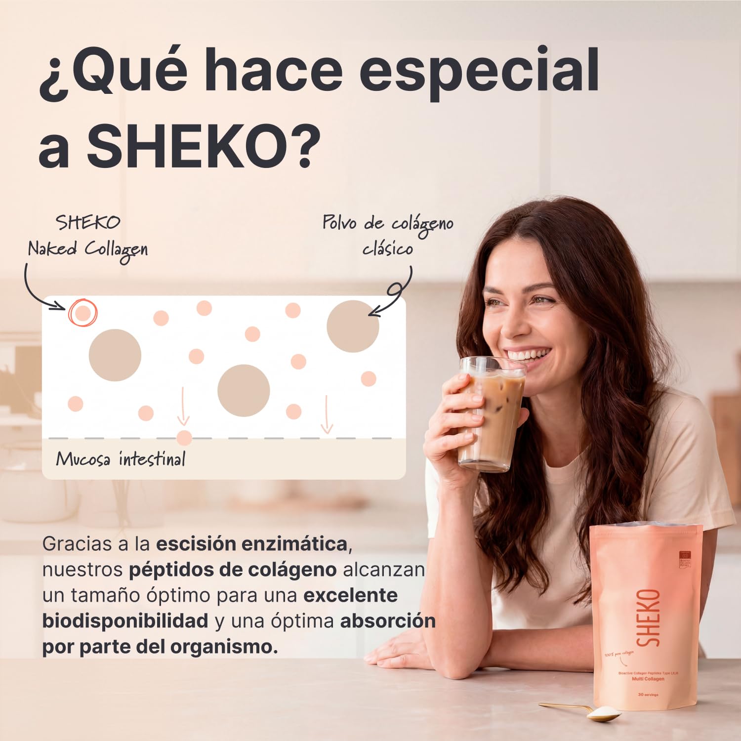 SHEKO Colágeno Hidrolizado en Polvo – Bovino Tipo 1, 2 y 3 – 3x 450 g | Péptidos de colágeno bovino · Sabor neutro y alta solubilidad · Sin aditivos ni lactosa · 3 x 450 g · Fabricado en Alemania