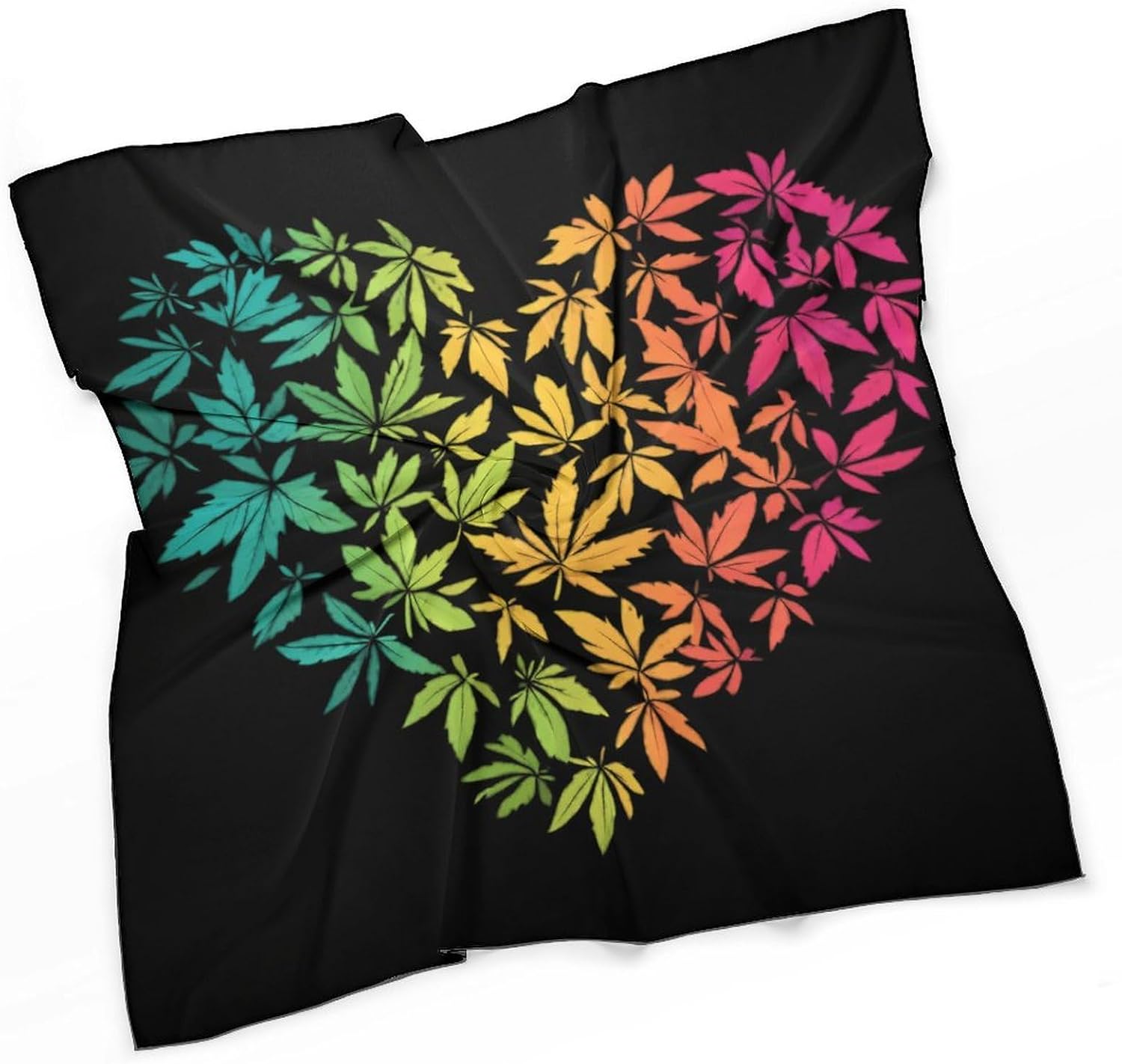 Rainbow Weed1 Heart Like Silk Bandanas Womens Head Scarf 27 Inch Hair Scarves Funny Printed