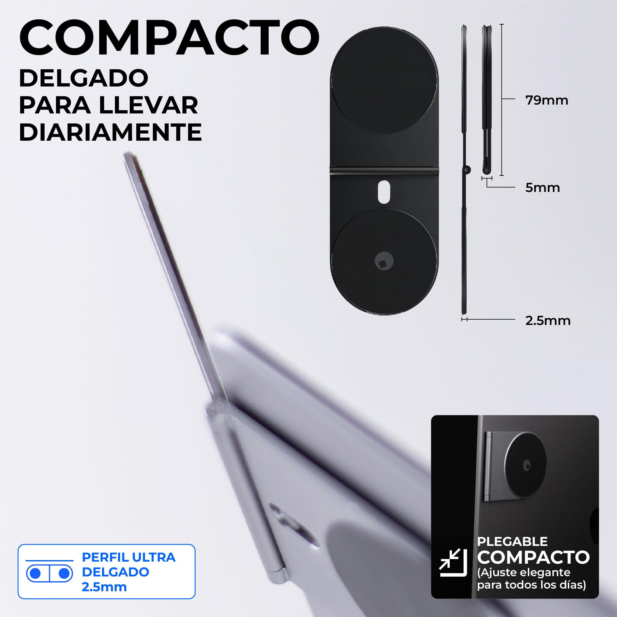 Rolling Square Edge Pro Core - Soporte magnético para Tablet y móvil, Accesorio para Smartworking y productividad, Compatible con Magsafe, Negro