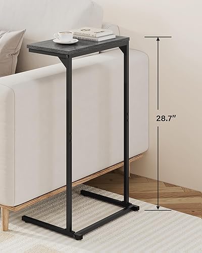 Miniatura 3 de TUTOTAK Mesa auxiliar en forma de C, mesa auxiliar pequeña, mesa de sofá de 28.7 pulgadas de alto, mesa de sofá, sala de estar, dormitorio, gris