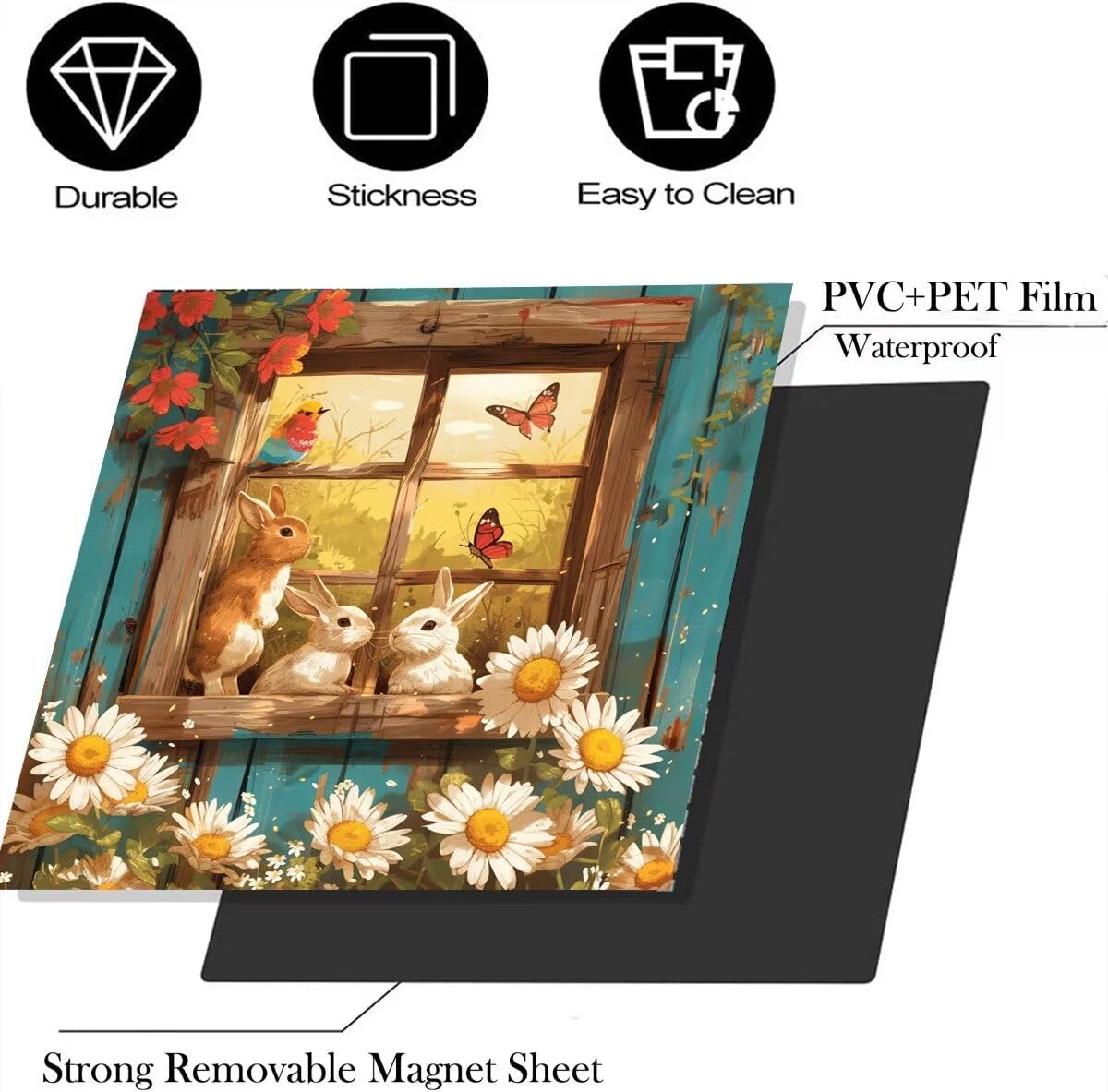 Reuseable Refrigerator Dishwasher Cover Magnetic Decal,Dishwasher Appliance Covers,Easter Rabbit Magnetic Dishwasher Door Cover,Fridge Dishwasher Front Panel Cover 23 * 26 Inch