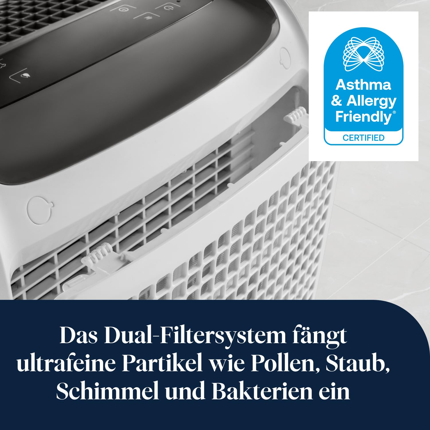 De'Longhi Tasciugo AriaDry Multi - Tragbarer Luftentfeuchter, 20L/Tag Feuchtigkeitsentzug, Wäschetrockner, Anti-Schimmel, Geringe Geräuschentwicklung, Timer, Weiß (DDSX220)