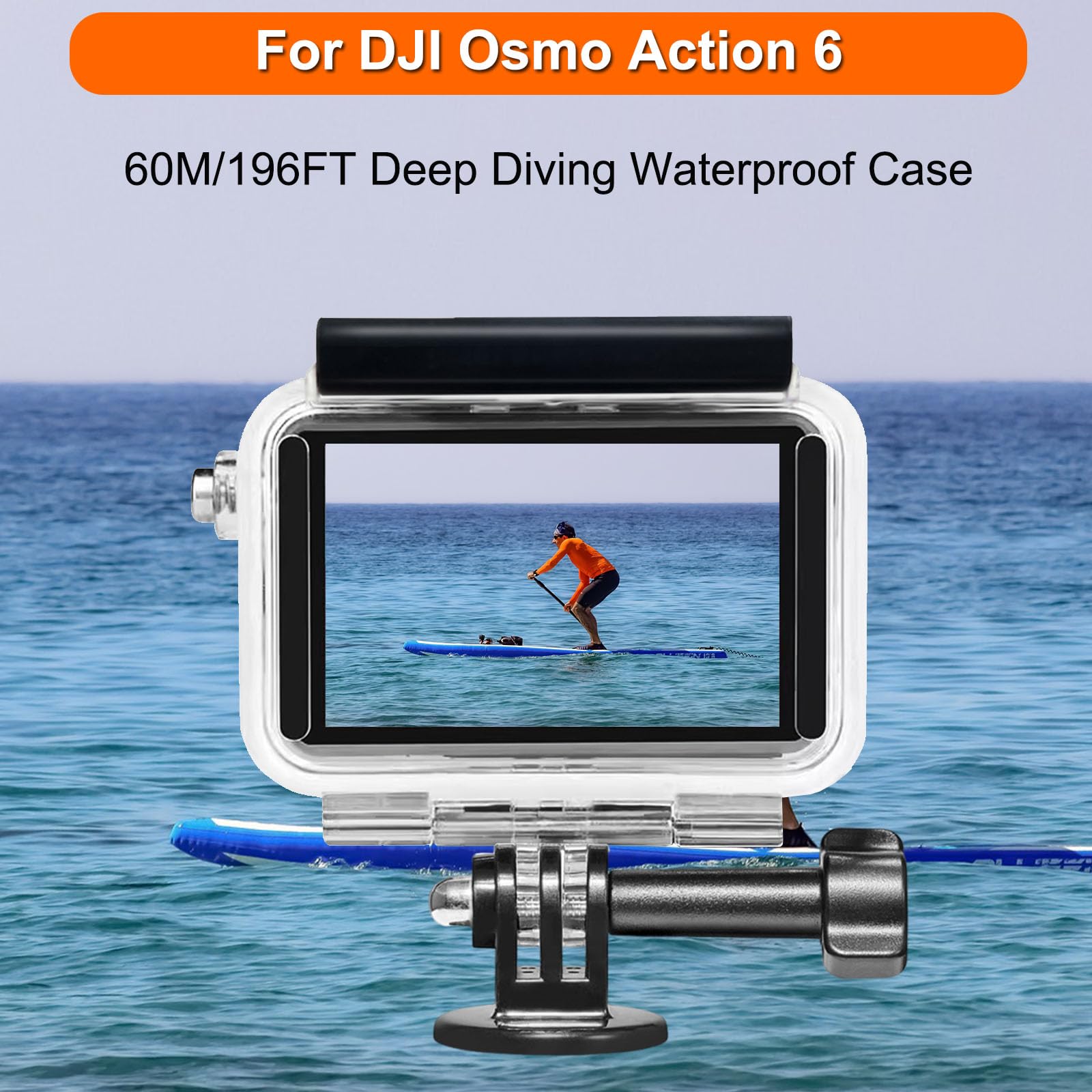 BO&DQQ Wasserdichte Unterwasserhülle kompatibel mit DJI Osmo Action 6 Kamera, 196 ft/60 m Tauchabdeckung mit Kameragriff, Montagezubehör