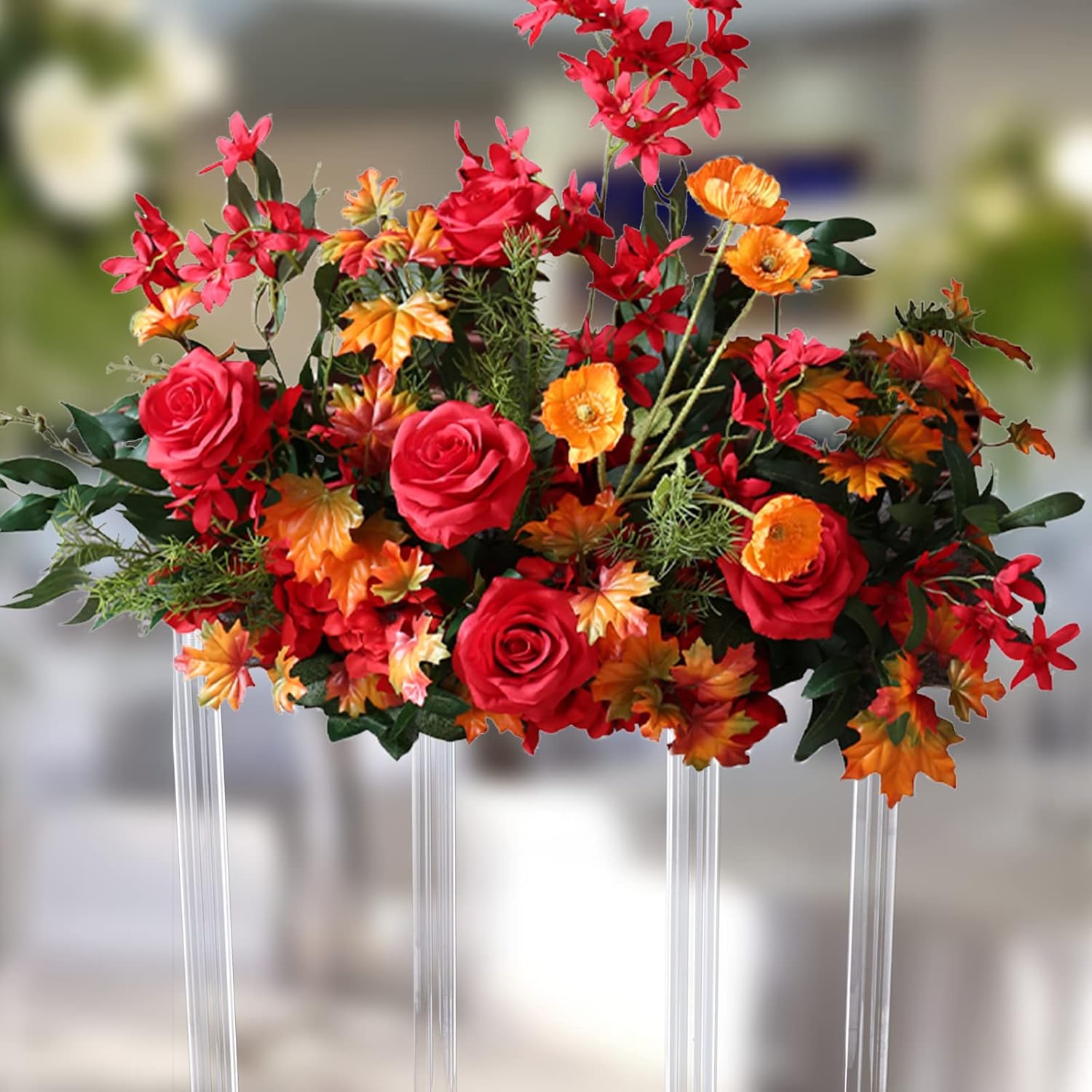 Clear Flower Stand, 40 Inch Tall 10 Inch Dia. Wedding Decoration Table Centerpiece Clear Acrylic Floor Vase Decorative Column Stand, for Home Party Wedding Event
