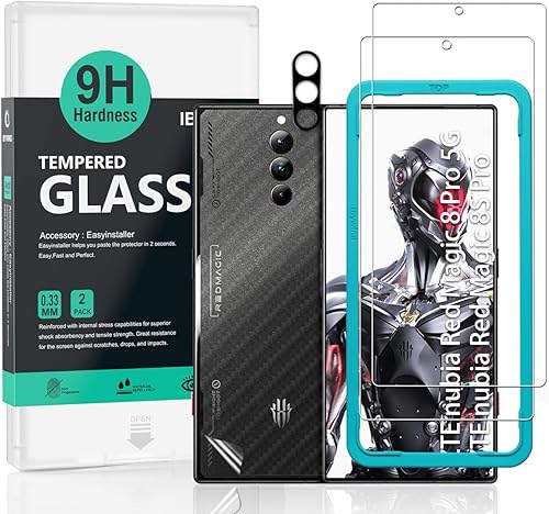 Ibywind Protector de pantalla para ZTE Nubia Red Magic 8 Pro 5GRed Magic 8S Pro (6.8 pulgadas), paquete de 2 + 1 protector de lente de cámara + 1