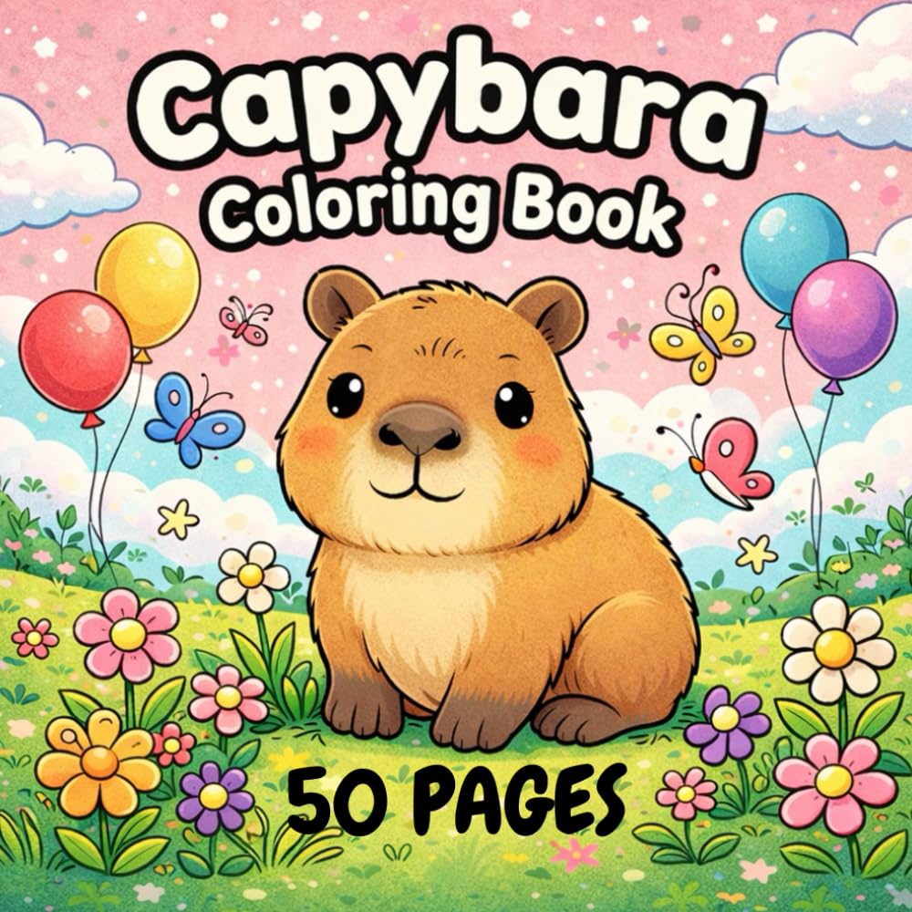 Kawaii Capybara Coloring Book: Adorable and Relaxing Capybara Scenes for Kids to Color (Kawaii Animal Coloring Books for Kids)