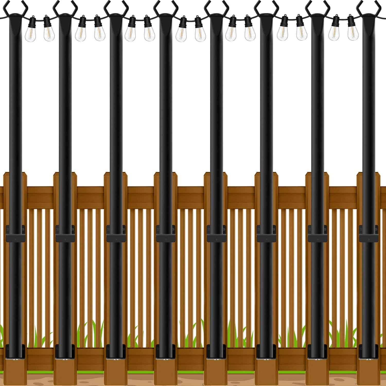 8 Pack 5Ft Outdoor String Light Poles