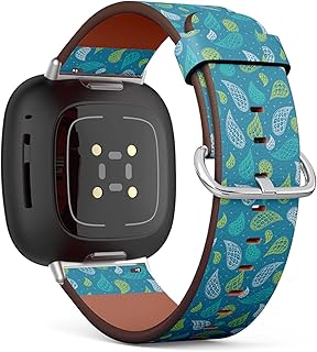 CJBROES Replacement Leather Watch Band, Compatible with Fitbit Versa 3 and Fitbit Sense of Wristband Bracelet Accessory - Paisley Modern
