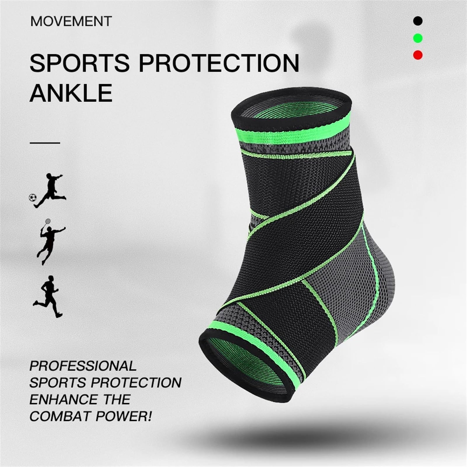 tutore caviglia Supporto for caviglia, bendaggio for ferita, pallavolo, basket, fitness, regolabile, calzini for(GREEN,M)