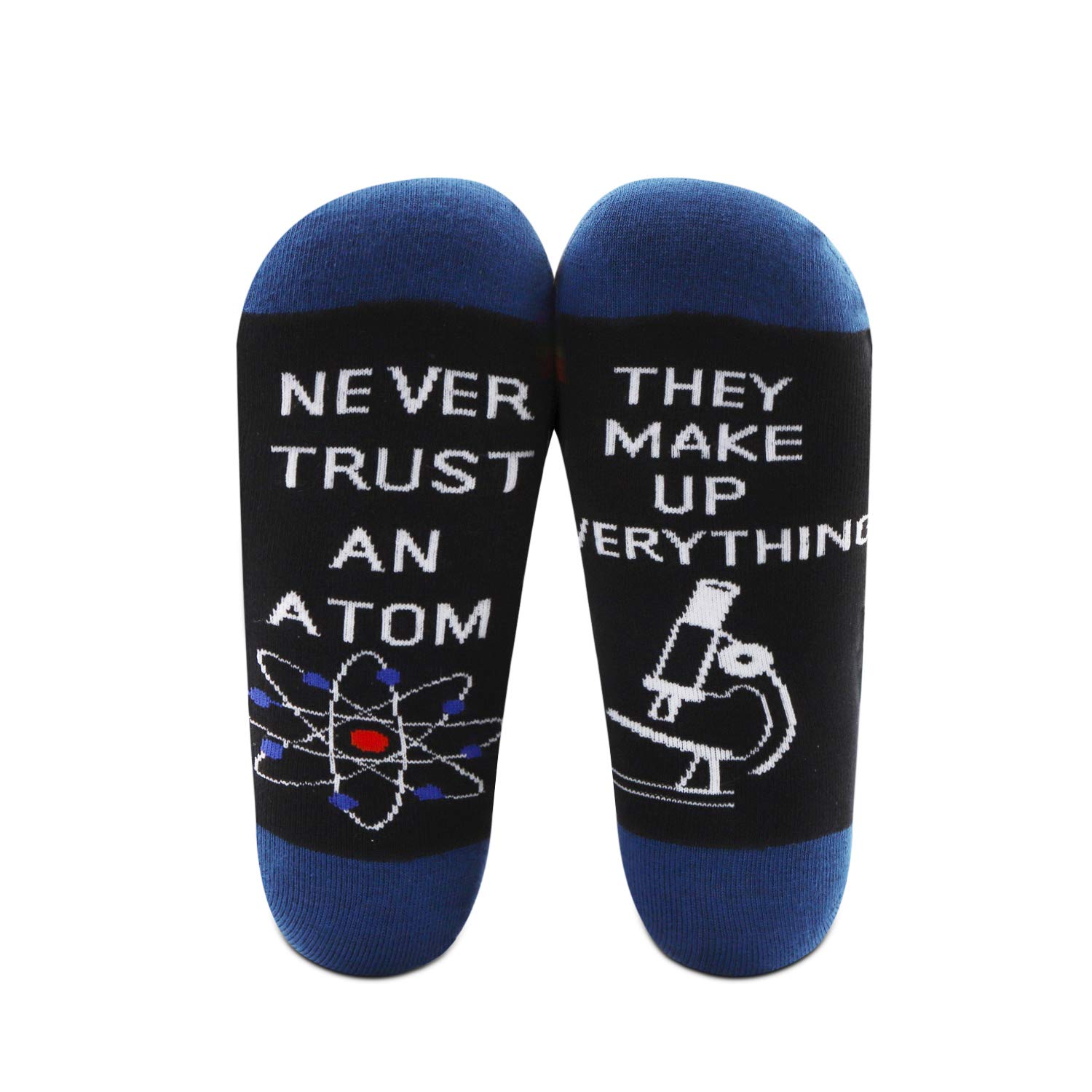 BNQL Funny Science Socks Science Lover Gifts 2 Pairs Never Trust An Atom Socks Chemistry Science Gifts (socks)
