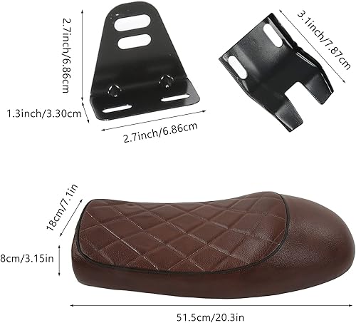 Miniatura 2 de Qiilu Asiento retro para motocicleta Cafe Racer, cojín de asiento de motocicleta, forma de joroba, reemplazo vintage para CB125 CB175 CB200 CB350