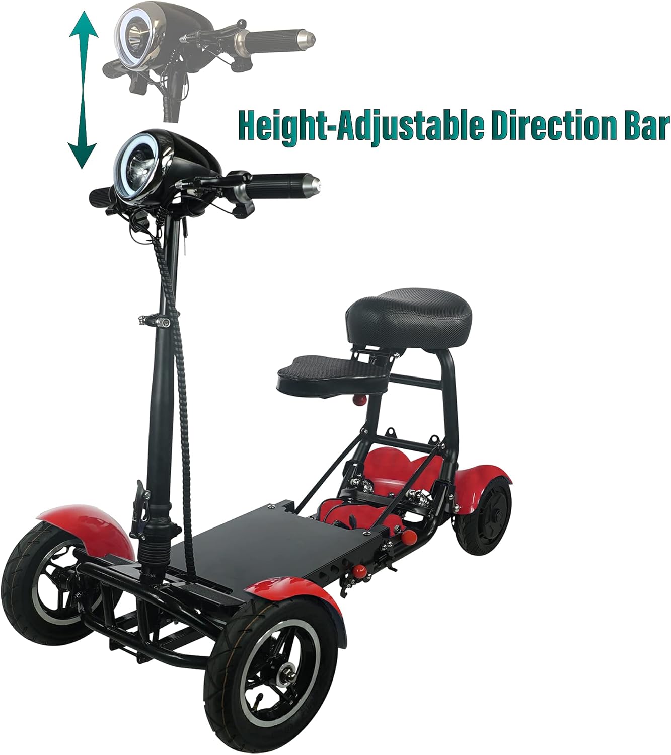 Powered Mobility Scooters for Adults, Folding Electric Scooter with Seat, Long Range Foldable Mobility Scooter for Seniors, 4 Wheel Power Motorized Travel Scooter (Red, Up to 25+ Miles Range) : Health & Household