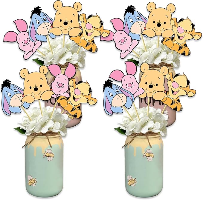 16Pcs Winnie Centerpieces for Baby Shower decorationCute