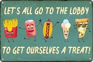 Funny Metal Tin Signs Nostalgic Film Movie Cinema Theater Snack Bar Decor Cute Movie Theatre Gaming Room Snacks Sign - Let's All Go To The Lobby Vintage Wall Decor 8x12 Inch