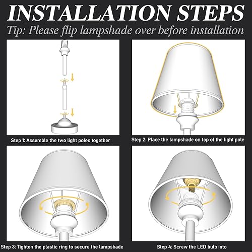 Miniatura 7 de Lámparas de mesa inalámbricas, lámpara de escritorio de tela con atenuación continua, 3 colores, batería recargable de 6000 mAh, lámpara de