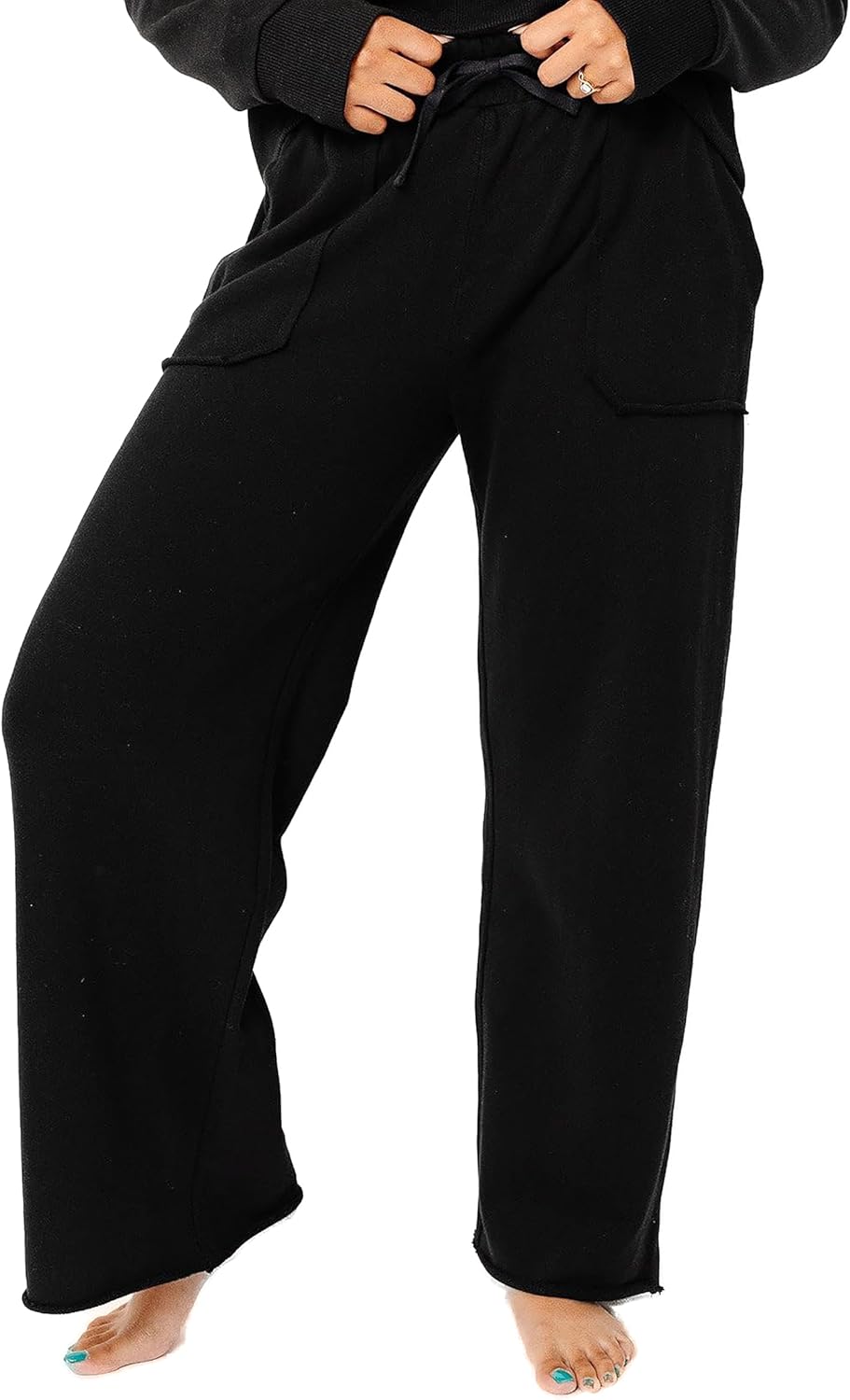 Copper Pearl Womens Wide Leg Pants: Ultra-Soft Waisted Wide Leg Pants for Women - Premium French Terry Wide Leg Sweatpants