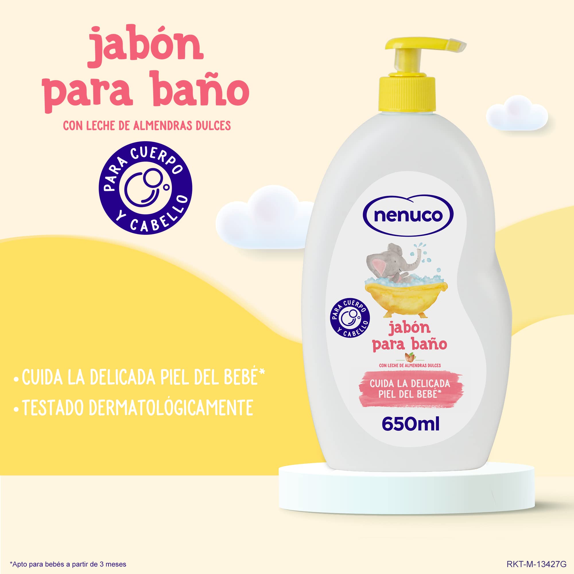 Nenuco Mydło do kąpieli z mlekiem słodkich migdałów, do ciała i włosów, 650 ml