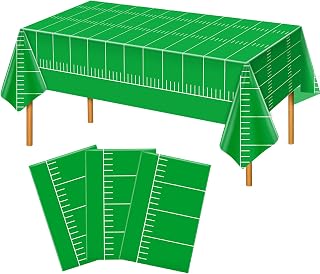 3Pcs Football Field Tablecloth 54 x 108 Inch Disposable Plastic Football Field Table Cloth Touchdown Rectangular Tablecover for Gameday Tailgate Rugby Sports Birthday Party Decorations