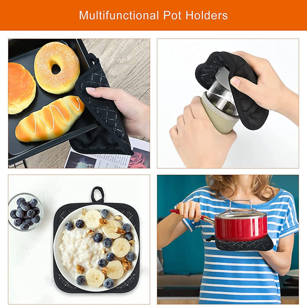 Handdruk ovenwanten en pannenlappen set hittebestendige ovenwanten en pannenlappen BBQ handschoenen hete pads kookhandschoenen voor keuken bakken grillen 4-delige set Handdruk ovenwanten en pannenlappen set hittebestendige ovenwanten en pannenlappen BBQ handschoenen hete pads kookhandschoenen voor keuken bakken grillen 4-delige set