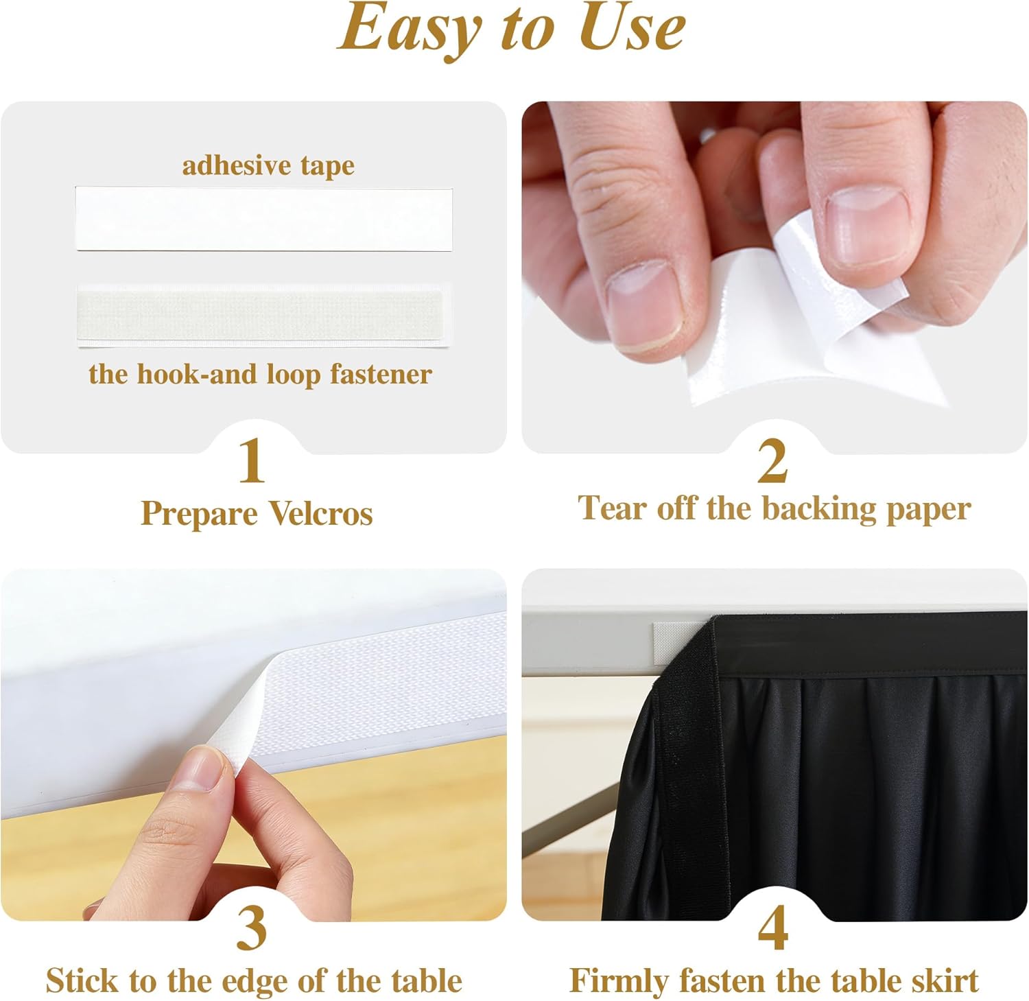 9FT Black Table Skirt for Rectangle Tables Wrinkle Resistant Polyester Pleated Ruffle Table Skirt for Wedding Banquet Baby Shower Birthday Party Decoration Desk Skirt for Teacher Desk