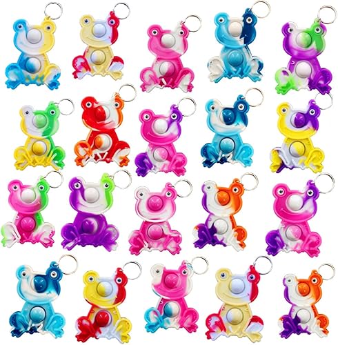 24 paquetes de ranas a granel Push Fidget Bubble Mini Pop Fidget Niños Fiesta de Cumpleaños Suministros y Clase Estudiantes Premio de Burbuja