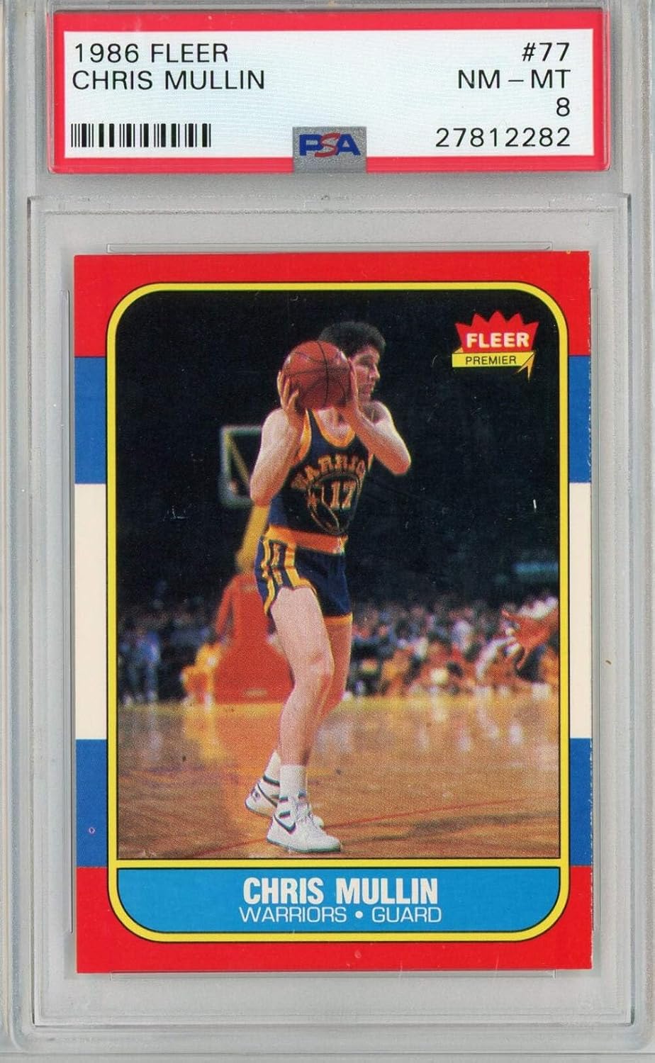 Graded 1986 Fleer Chris Mullin #77 Rookie RC Basketball Card PSA 8 NM-MT