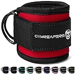 Gymreapers Ankle Strap (Single) For Cable Machine Kickbacks, Glute Workouts, Lower Body Exercises - Adjustable Leg Strap with Neoprene Padding (Red, Single)