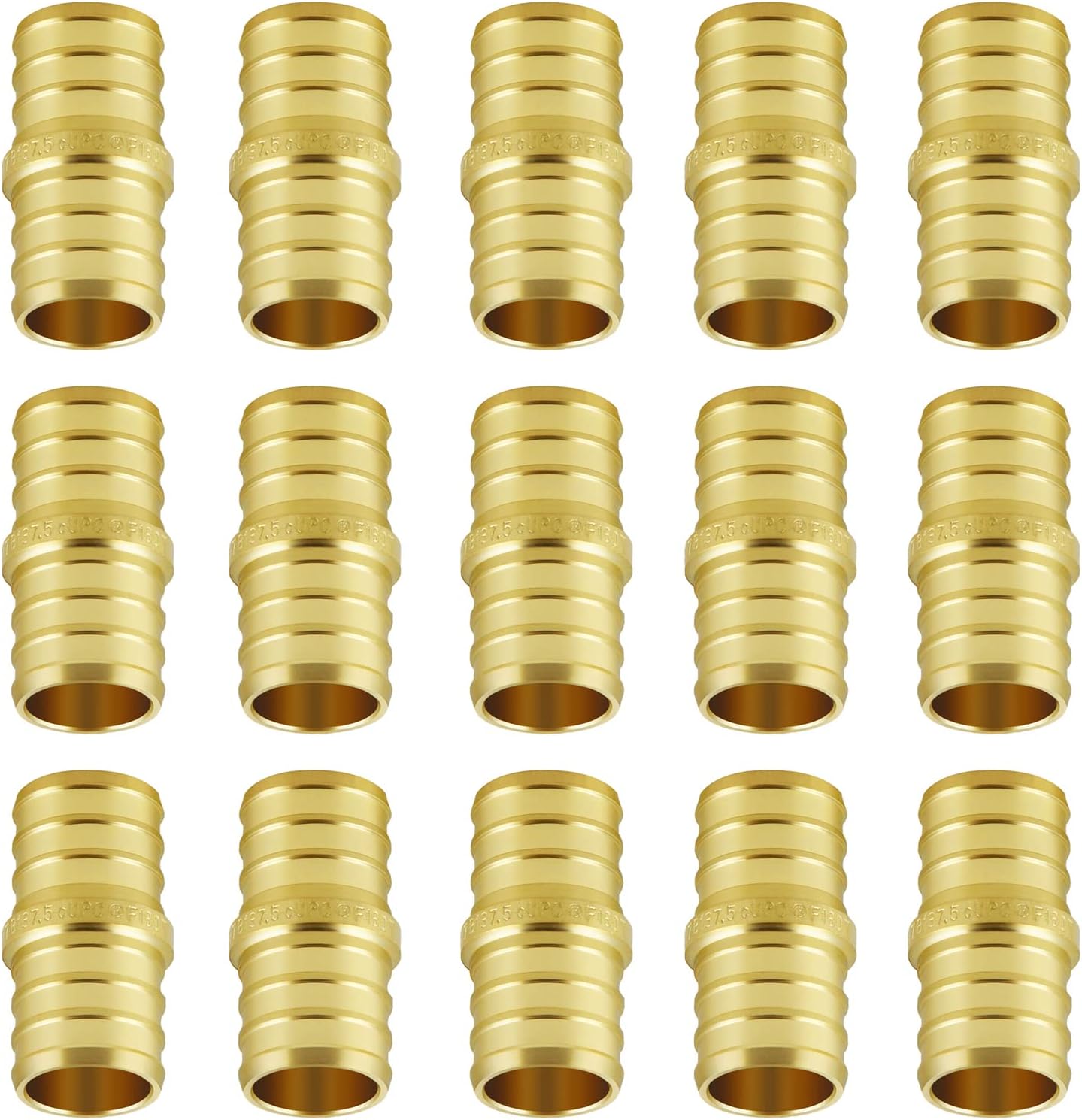 (15packs) 3/4 Inch PEX Straight Brass Coupling Fitting, Brass Crimp