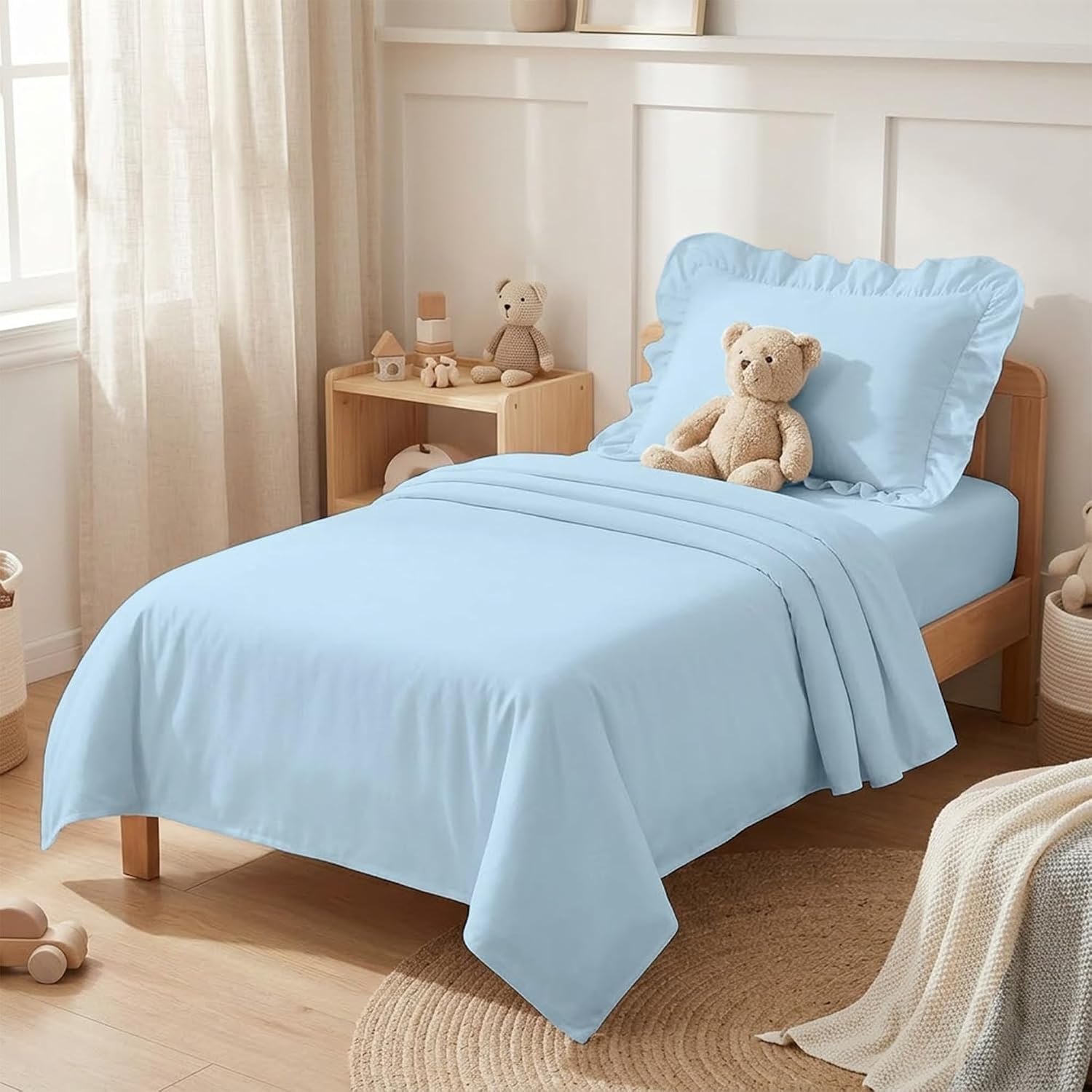 ARlinen 3 Piece Toddler Egyptian Cotton Sheet Set – Ultra Soft & Breathable, 8" Deep Pocket, 360° Elastic Snug Fit for Toddler Bed Mattress, Ivory