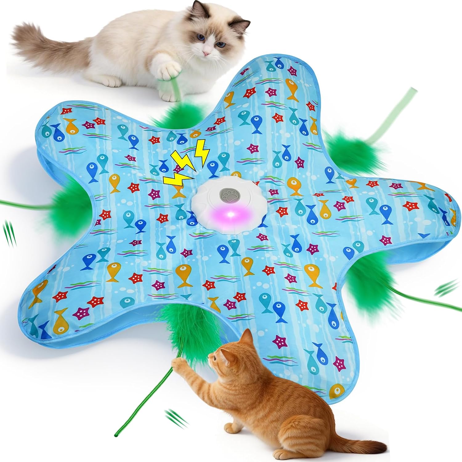 Duckart Interactive Cat Toy - Hide and Seek Automatic Cat Toy with Birdcall, Rechargeable & 3 Speeds, Auto Sleep/Wake Mode Kitten Toys, Safe ABS Material Cat Toys for Bored Indoor Adult Cats