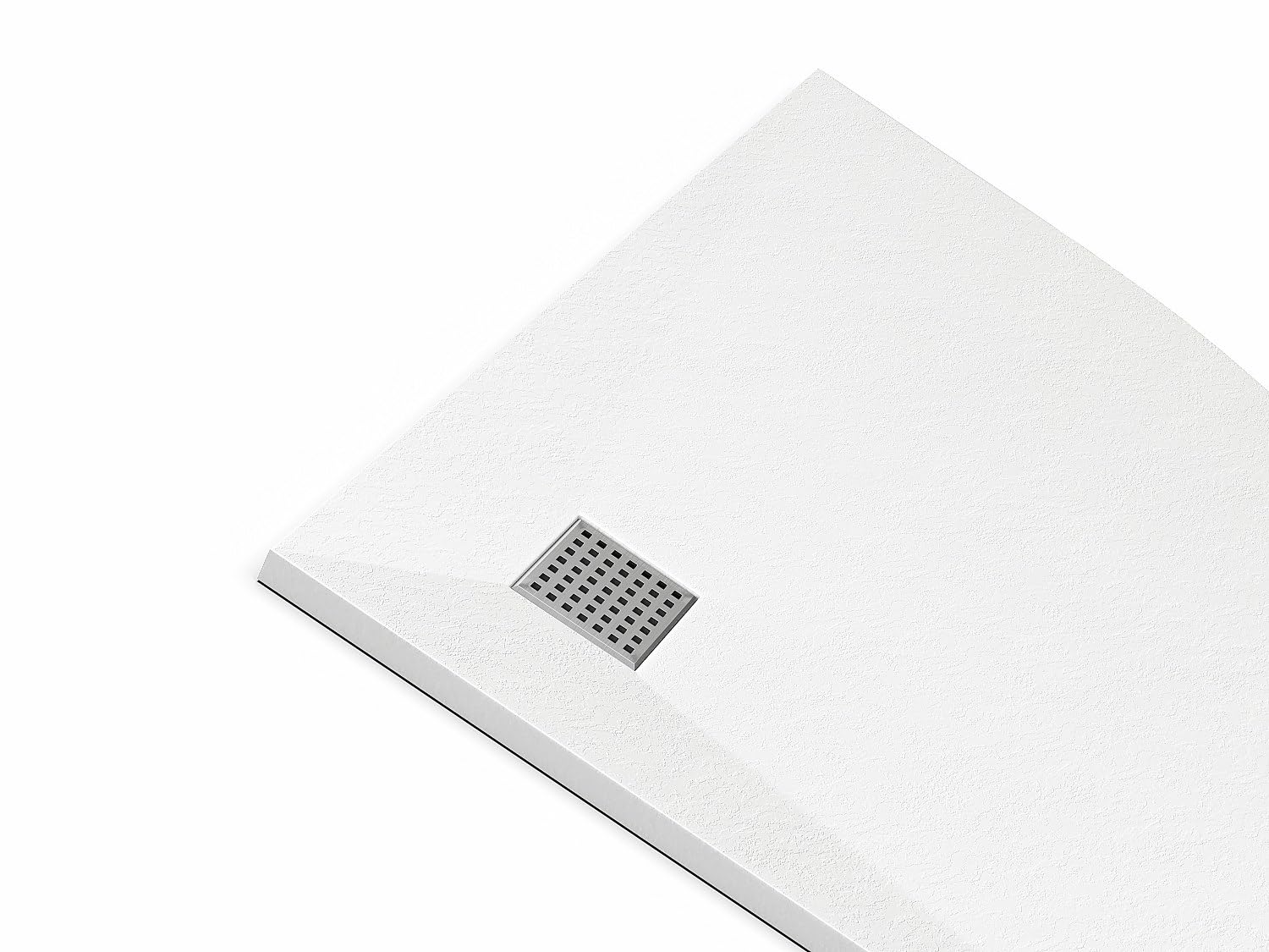 Vente-unique - Receveur de douche extra plat à poser ou à encastrer recoupable en résine SMC en quart de cercle avec siphon - Blanc - 90 x 90 cm - SYFORSA