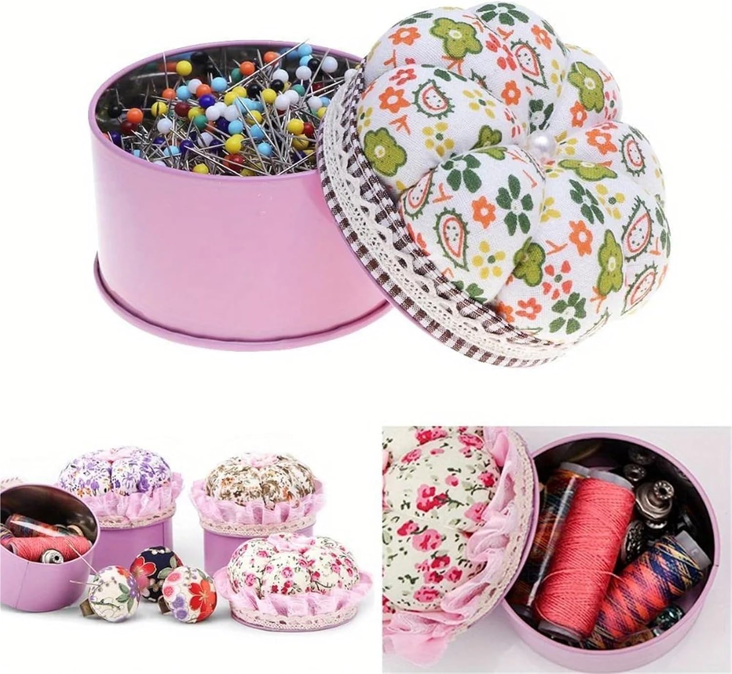 5Pcs Sewing Pin Cushion Needlework Craft Storage Box Button Handcraft Needle Holder(Color09)