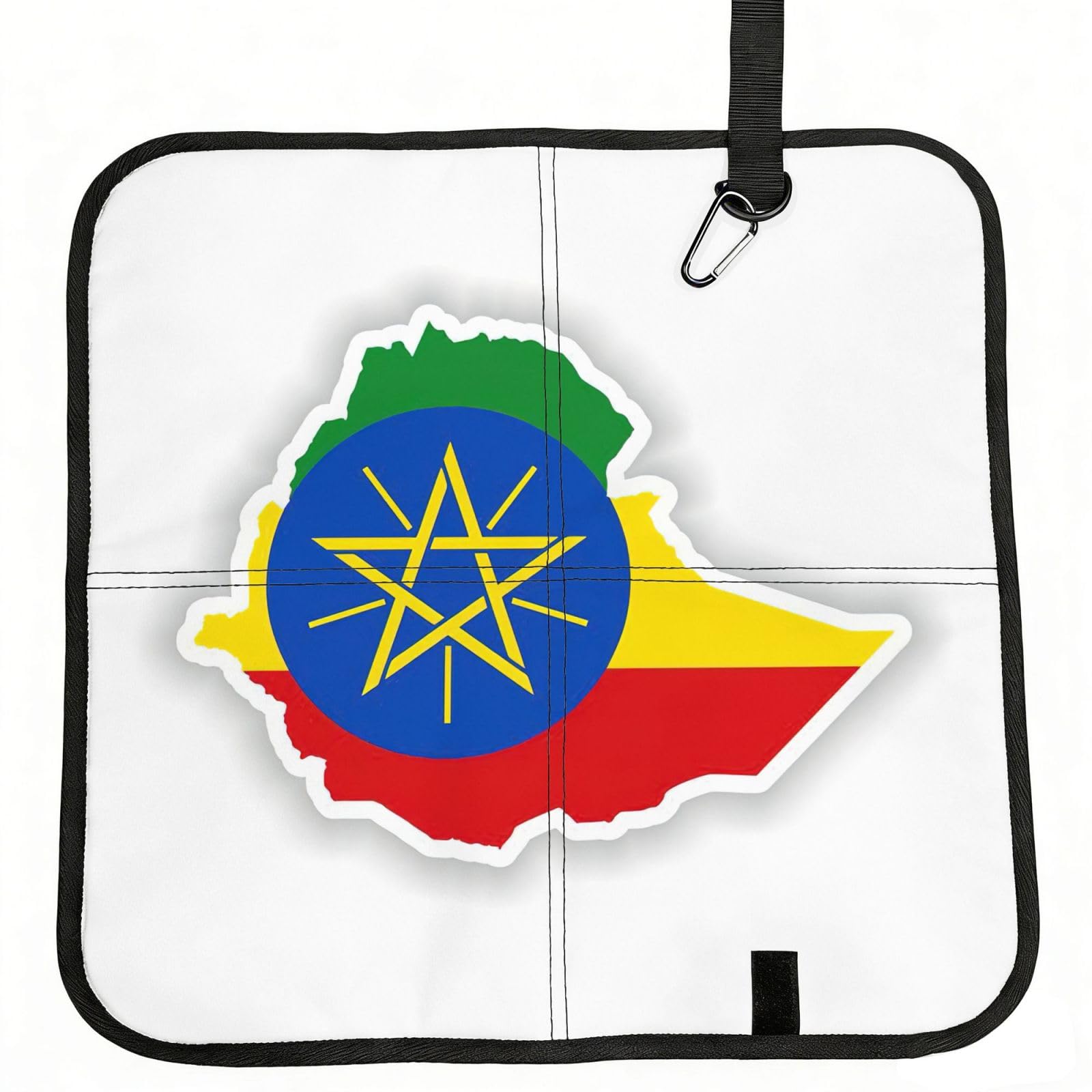 bghdfa Ethiopia Flag Map Print Outdoor Sitting Mat Waterproof Oxford Cloth Seat Cushion Folding Foam Camping Seat For Picnic