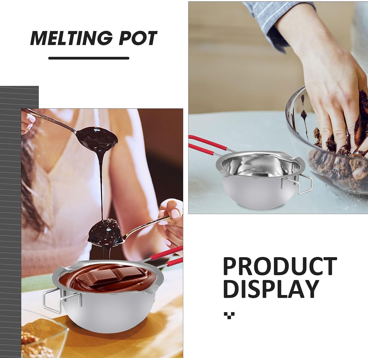 Stainless Steel Butter Melting Pot with Silicone Handle for Kitchen Use
