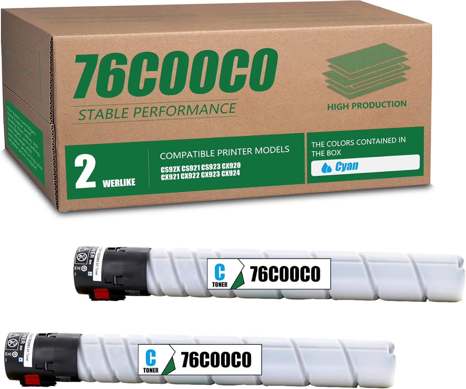 WERLIKE Compatible 76C00C0 Toner Cartridges Cyan (11,800