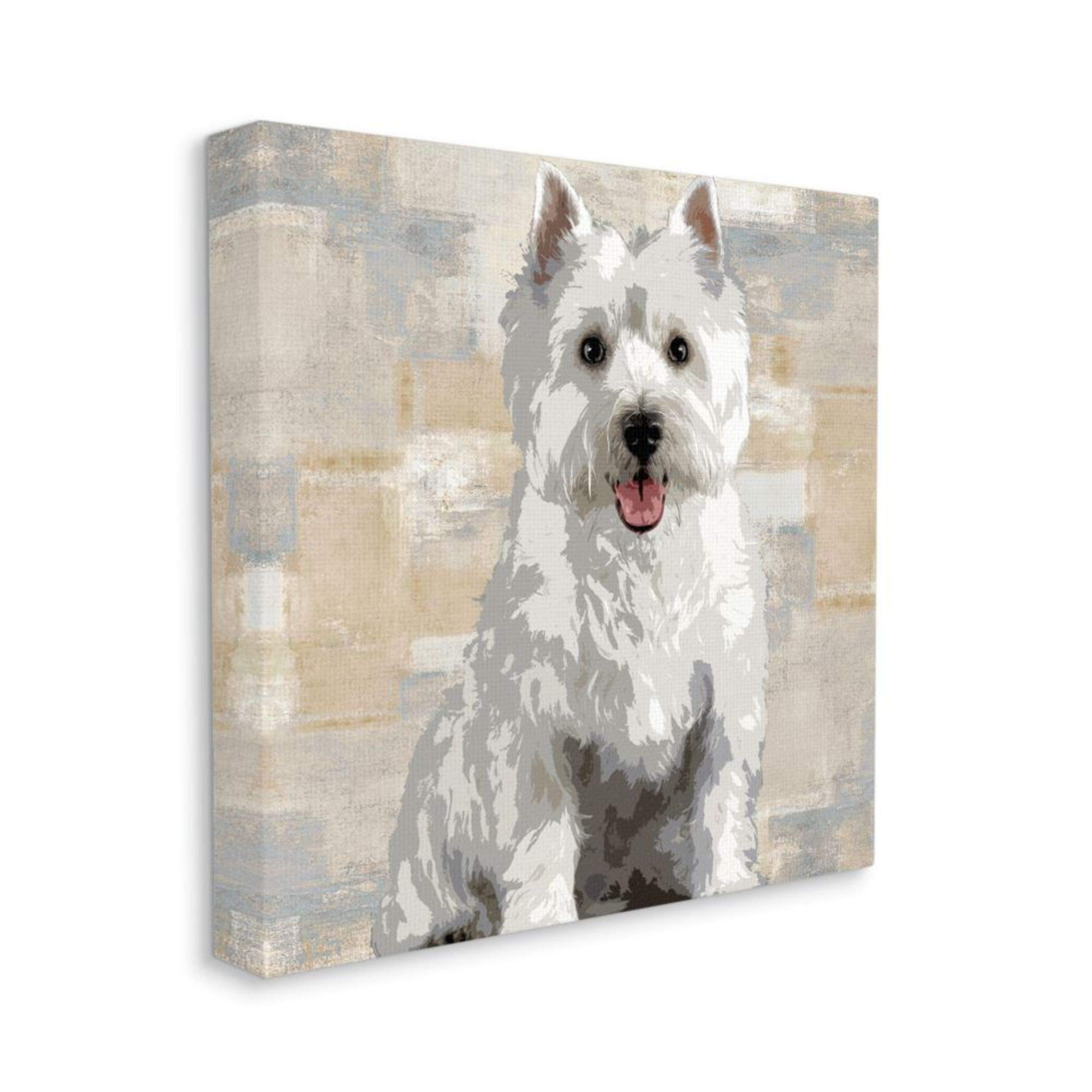 Stupell Industries Highland Terrier Dog Patchwork Pattern Grey Canvas Keri Rodgers Wall Art, 36 x 36