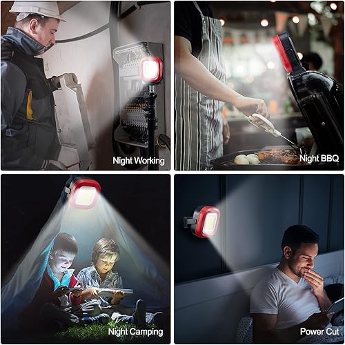 Miniatura 7 de Luz de trabajo de 6000 mAh, luces magnéticas inalámbricas de 2500 lúmenes, luz de trabajo recargable debajo del capó con ganchos, giro de 360, luz
