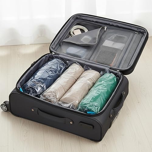 Miniatura 2 de Paquete de 3 bolsas de compresión de viaje de 19.6 x 13.7 pulgadas, bolsas de ahorro de espacio, bolsas enrollables de almacenamiento al vacío para