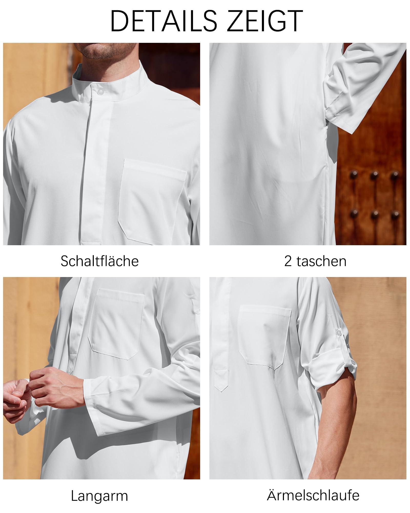 YAOHUOLE Kaftan męski kaftan z długim rękawem, długi rękaw, z kieszeniami, uniwersalny krój